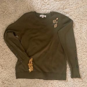 NWOT Loft Olive Open Cuff Knit Sweater